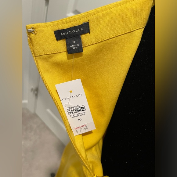 Ann Taylor Tie Waist Linen Loosefit Jumpsuist Romper Yellow Womens Size 10 NWT - Picture 11 of 11